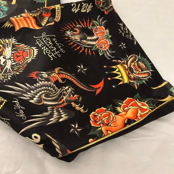Ed Hardy Flashboard Track Pants Sz L Wide Leg Embroidered tattoo NWT Women. - Picture 9 of 11